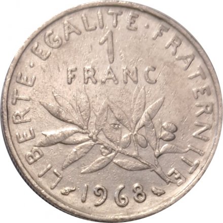 Франция 1 франк 1968 год