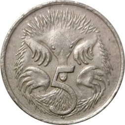 Австралия 5 центов 1967 год - Ехидна