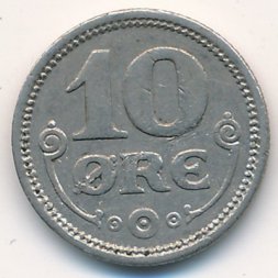 Дания 10 эре 1921 год