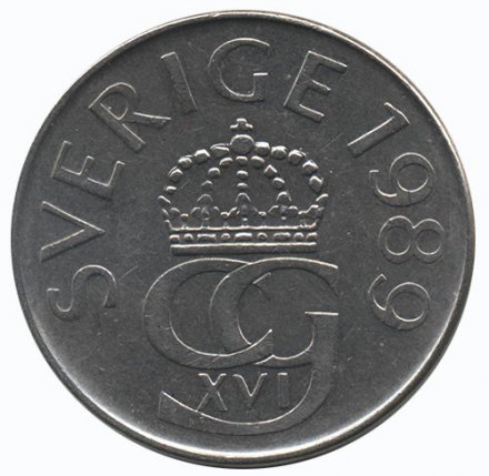 Швеция 5 крон 1989 год - Король Карл XVI Густав