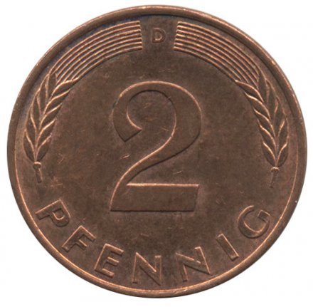 ФРГ 2 пфеннига 1992 год (D)