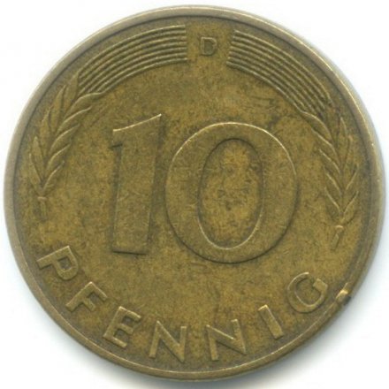 ФРГ 10 пфеннигов 1990 год - D