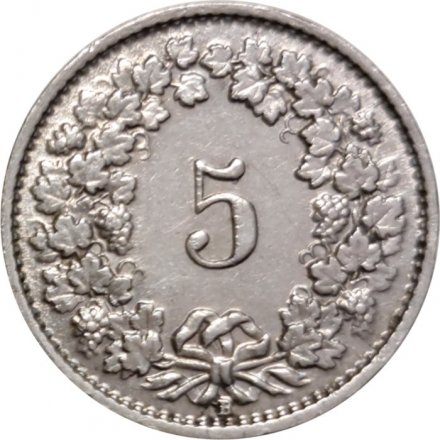 Швейцария 5 раппенов 1933 год