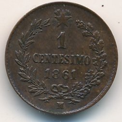 Италия 1 чентезимо 1861 год