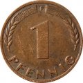 ФРГ 1 пфенниг 1967 год - F