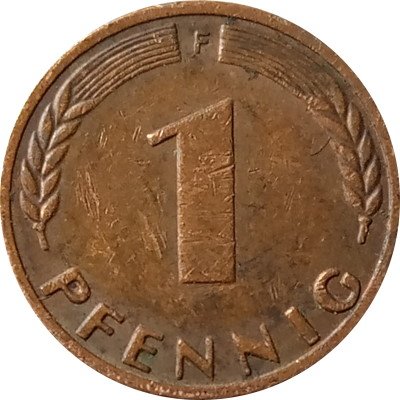ФРГ 1 пфенниг 1967 год - F