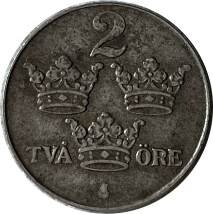 Швеция 2 эре 1945 год - Король Густав V