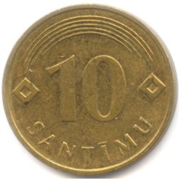 Монета Латвия 10 сантим 1992 год