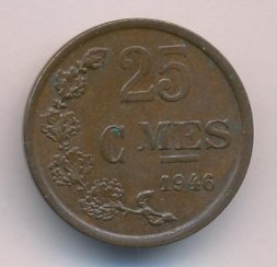 Люксембург 25 сентим 1946 год