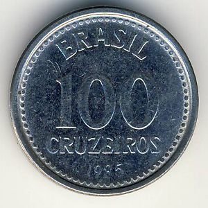 Бразилия 100 крузейро 1985 год