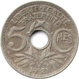 Франция 5 сантимов 1921 год