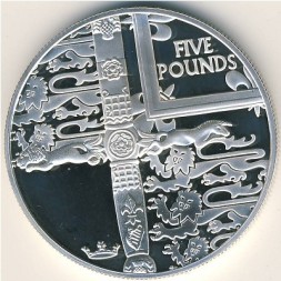 Монета Олдерни 5 фунтов 2002 год