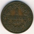 Баден 1 крейцер 1866 год