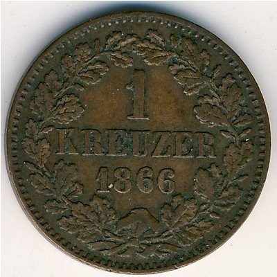 Баден 1 крейцер 1866 год