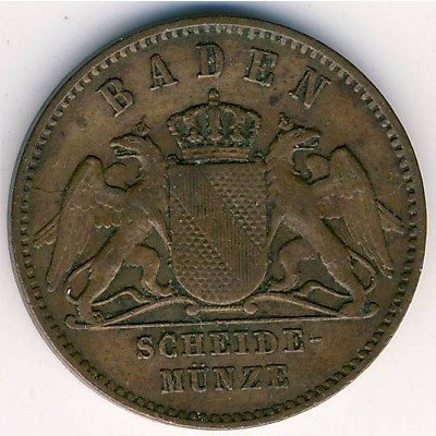 Баден 1 крейцер 1866 год