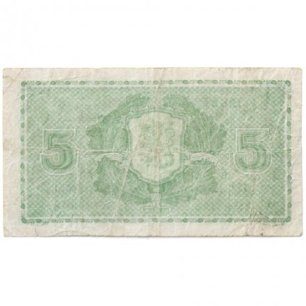 Финляндия 5 марок 1939 год - водяные знаки розы - Litt.D - 1942-1945 годов выпуска - VG