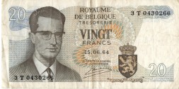 Бельгия 20 франков 1964 год