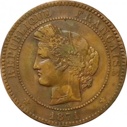 Франция 10 сантимов 1871 год (A)
