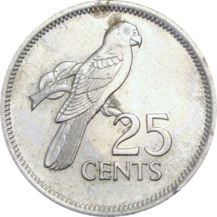 Сейшелы 25 центов 1982 год - Чёрный попугай