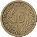 Веймарская республика 10 рентенпфеннигов 1923 год (A)