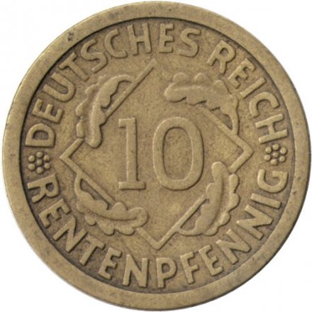 Веймарская республика 10 рентенпфеннигов 1923 год (A)