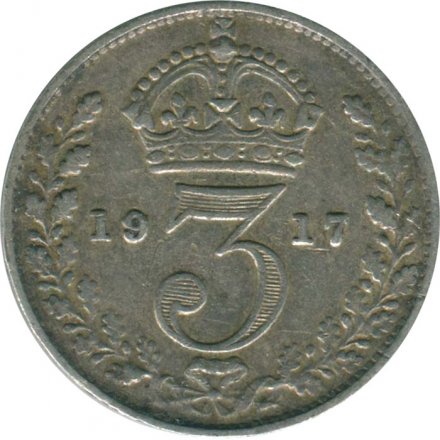 Великобритания 3 пенса 1917 год
