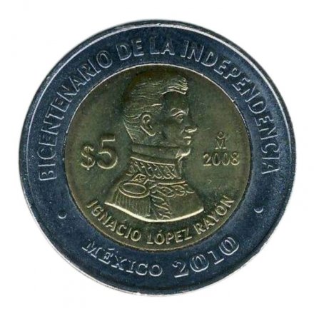 Мексика 5 песо 2008 год - Игнасио Лопес Район