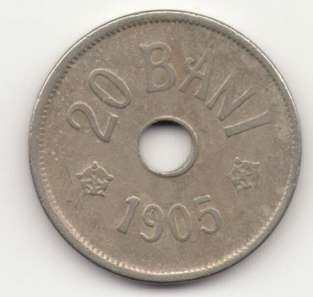 Румыния 20 бани 1905 год