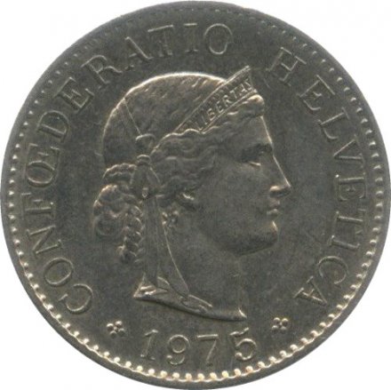 Швейцария 5 раппенов 1975 год