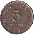 Аргентина 5 сентаво 1951 год - Хосе де Сан-Мартин