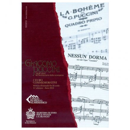 Сан-Марино 2 евро 2014 год - Джакомо Пуччини