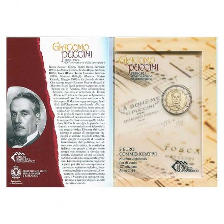 Сан-Марино 2 евро 2014 год - Джакомо Пуччини