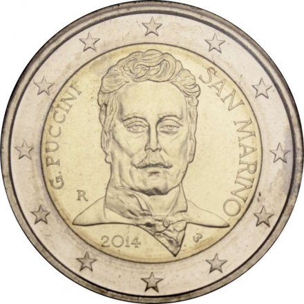 Сан-Марино 2 евро 2014 год - Джакомо Пуччини