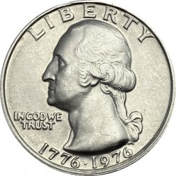 США 25 центов (1/4 доллара) 1976 год - 200 лет независимости (без отметки МД) (медь-никель)