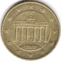 Германия 10 евроцентов 2002 год - Бранденбургские ворота (J)