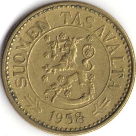 Финляндия 10 марок 1958 год (&quot;Большая &quot;1&quot;)