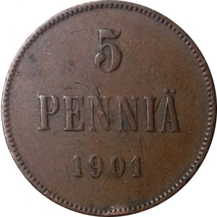 Финляндия 5 пенни 1901 год