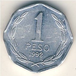 Чили 1 песо 1992 год