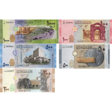 Набор из 5 банкнот Сирия 2009-2019 год - UNC