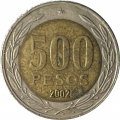 Чили 500 песо 2002 год