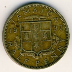 Ямайка 1/2 пенни 1937 год