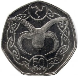 Остров Мэн 50 пенсов 2019 год
