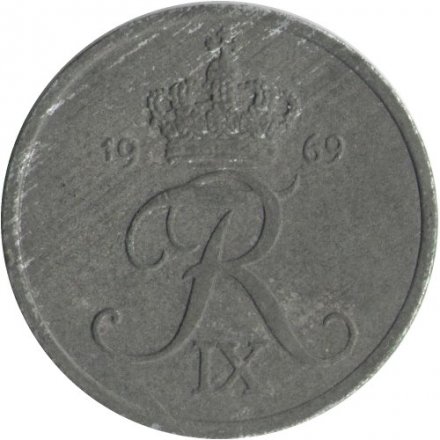 Дания 2 эре 1969 год - Король Фредерик IX