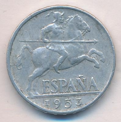 Испания 10 сентимо 1953 год