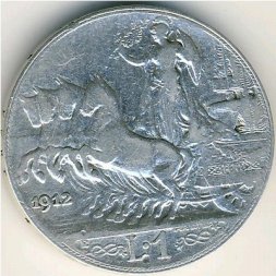 Италия 1 лира 1912 год