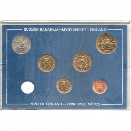Годовой набор из 7 монет Финляндии 1976 года в банковской упаковке
