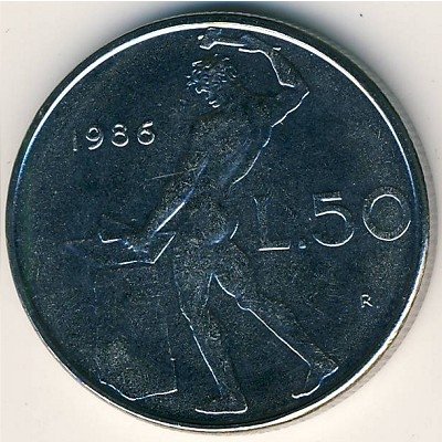 Италия 50 лир 1986 год - Вулкан