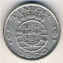 Монета Тимор 3 эскудо 1958 год