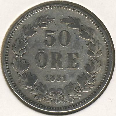 Швеция 50 эре 1881 год
