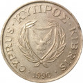 Кипр 10 центов 1990 год - Ваза с двумя птицами